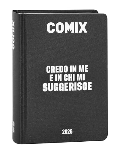 Comix - Diario Mini Giornaliero 16 Mesi, Diario Scuola 2025-2026, Con Copertina Rigida, Ideale Per La Scuola Media E Superiore, 11X15.3H Cm, Nero/Bian