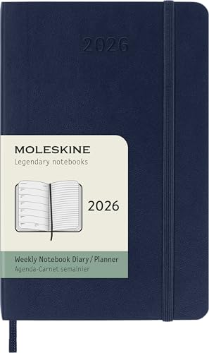 Moleskine Weekly Planner, Agenda Settimanale 2026 12 Mesi Con Spazio Per Note, Con Copertina Morbida E Chiusura Elastica, Formato Pocket 9X14, Colore 