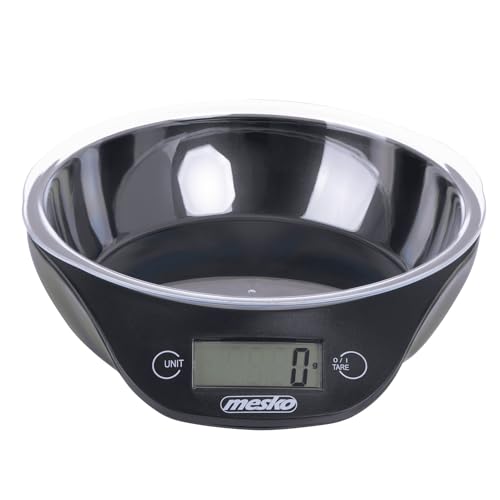 Mesko Ms3164 Bilancia Da Cucina Digitale Con Ciotola Di 700 Ml, Pesa Alimenti Di Alta Precisione, 5 Kg/ 11 Lb, Display Lcd, Gradazione 1 G/ 0,1 Oz, Fu