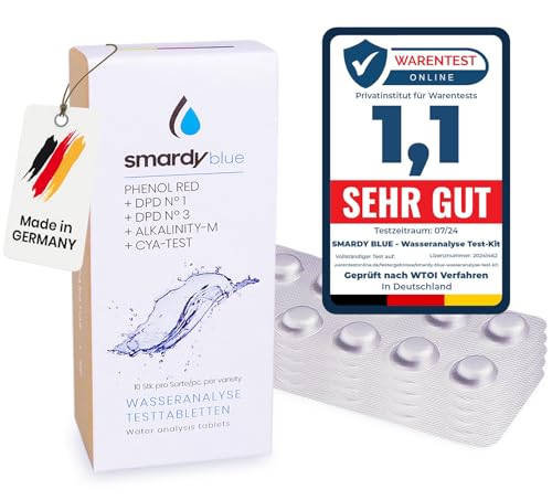 Smardy Kit - 50X Pastiglie Per Test Fotometro - Phenol Red, Dpd1, Dpd3, Alka-M, Cya Per Tester Elettronici Dell'Acqua Piscine