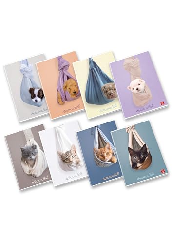 Pigna, Maxi Quaderno Dolci Cuccioli, F.To A4 21X29,7 Cm., Pagine 80 + Risguardo, Carta 80 G/M², Interno 0C, Righe Con Margine, Copertine Assortite, 10