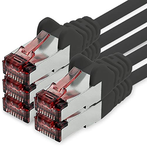 Freiwerk Cavo Di Rete Cat.6 2M Nero - 5 X Cavo Ethernet Lankabel Cat6 Cavo Di Rete Lan Sftp Pimf Patchcable 1000 Mbit S Compatibile Con Cat5 Cat5E Cat