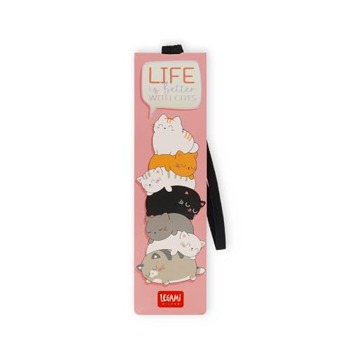 Legami - Segnalibro Con Elastico, In Carta Certificata Fsc, Tema Kitty, Tiene Il Sengo E Il Libro Chiuso, 4,7 X 17,5 Cm