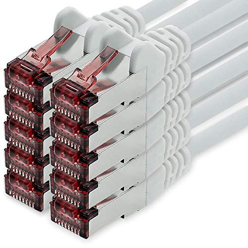 Freiwerk Cavo Di Rete Cat.6 2M Bianco - 10 X Cavo Ethernet Lankabel Cat6 Cavo Di Rete Lan Sftp Pimf Patchcable 1000 Mbit S Compatibile Con Cat5 Cat5E