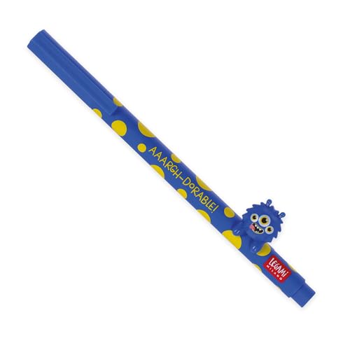 Legami - Penna Gel Con Animaletto Decorativo - Lovely Friends, Tema Monster, Evita Il Rotolamento, Inchiostro Blu, Animaletto Rimovibile E Ricombinabi