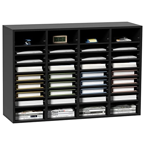 Vevor Organizzatore Per Documenti In Legno 36 Scompartimenti Nero Carico Singolo 10Kg Rimovibili E Regolabili, Portadocumenti 99,7 X 30,5 X 68 Cm Per