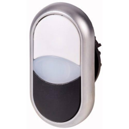 Eaton 216704 Doppio Pulsante, Indicatore Luminoso Bianco/Nero