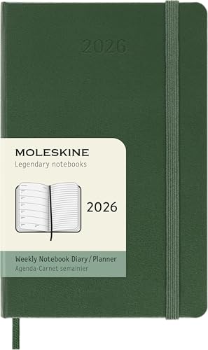 Moleskine Weekly Planner, Agenda Settimanale 2026 12 Mesi Con Spazio Per Note, Con Copertina Rigida E Chiusura Elastica, Formato Pocket 9X14, Colore V