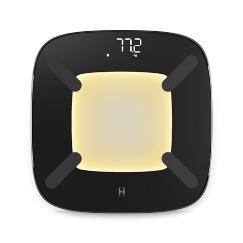 Homedics Glo Body Analyser Bilance - Bilancia Pesapersone Con Luce Con Sensore Di Movimento, Base In Plastica Riciclata Al 100%, Display Digitale Di P