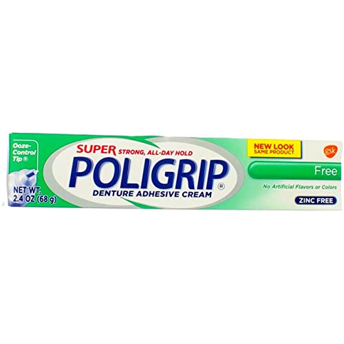 Poli-Grip Super Poligrip Zinc Free Denture Adhesive Cream, 70Ml Tubes, 1