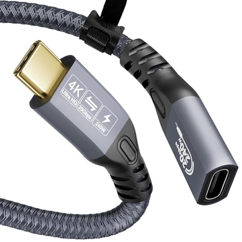 Yiwentec Cavo Usb C 3.2 Gen2 X 2 Maschio Femmina Tipo C Charging Cable, 20 Gbps Data Transfer, 240 W 48 V/5 A Fast Charging Cable, 4K @ 60Hz Video Tra