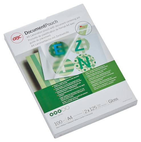 Gbc Pouch Confezione Da 100 Buste Per Plastificazione A Caldo, Con Finitura Lucida, In Formato A3, Spessore Di 2 X 125 Micron, 303 X 426 X 2 Mm, 32007