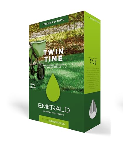 Emerald Twin Time Turfinnovation, Concime Fertilizzante Granulare Pre Estivo E Pre Invernale,Forte Resistenza Agli Stress Termici, 2Kg (80Mq) (1)