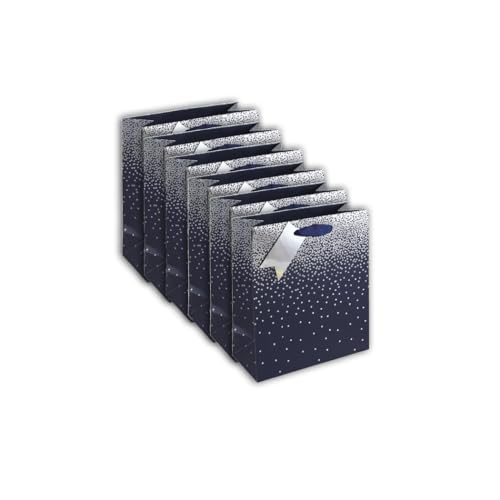 Clairefontaine 30861-3Cpack - Confezione Da 6 Sacchetti Regalo Excellia, Formato Medio, 21,5 X 10,2 X 25,3 Cm, 210 G, Motivo: Stelle Su Sfondo Blu Nav