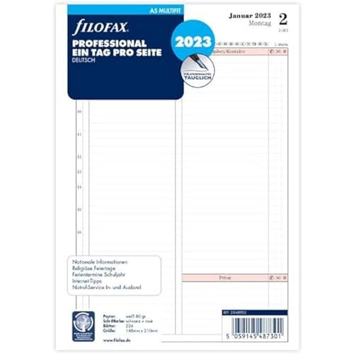 Filofax A5 Professional 1 Giorno Su 1 Pagina (Tedesco) 2023