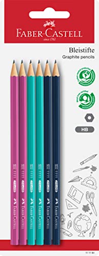 Faber-Castell 111184 - Set Di Matite, 6 Matite Di Durezza Hb, Resistenti Alla Rottura, Per Bambini E Adulti