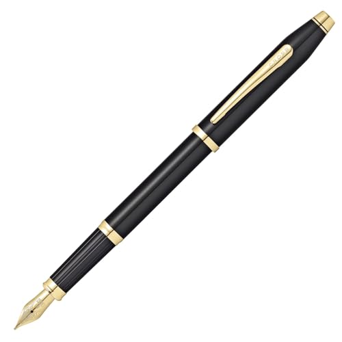 Cross Century Ii 419 – 1 Mf – Penna Stilografica Con Dettagli In Oro 23 K, Colore: Nero