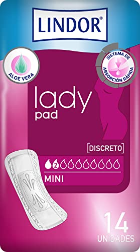 Lindor Lady Pad Mini | Assorbenti Per Le Urine | 2 Drops | 14 Unità