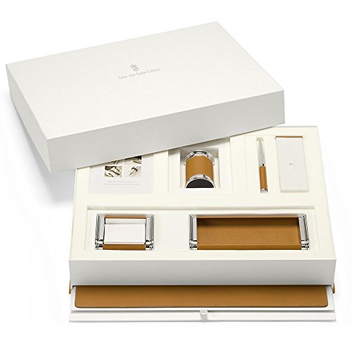 Graf Von Faber-Castell 118576 - Set Di Accessori Da Ufficio, Cognac