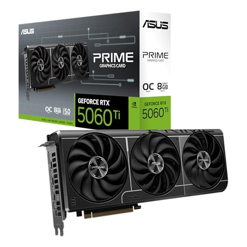 Asus Prime Nvidia Geforce Rtx 5060 Ti Oc Edition, Scheda Grafica 8 Gb Gddr7, 128 Bit, Pcie 5.0, 3 Ventole Axial-Tech, 1 Hdmi 2.1, 3 Displayport 2.1, G