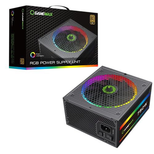 Gamemax Alimentatore Modulare Rgb750 Pro 80 Plus Gold Con Ventola Argb Da 14 Cm | Nero