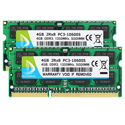 Duomeiqi 8 Gb (2 X 4 Gb) 2Rx8 Pc3-10600S Ddr3 1333 Mhz Sodimm Cl9 204 Pin 1.5V Notebook Non-Ecc, Memoria Ram Per Laptop Senza Buffer Compatibile Con I