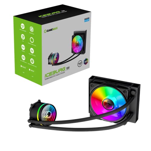 Gamemax Iceburg - Raffreddatore A Liquido Argb Cpu, 120 Mm, Raffreddamento Ad Acqua Per Cpu Da 120 Mm, Per Intel E Amd, 1 Ventola Argb Infinity Pwm Da