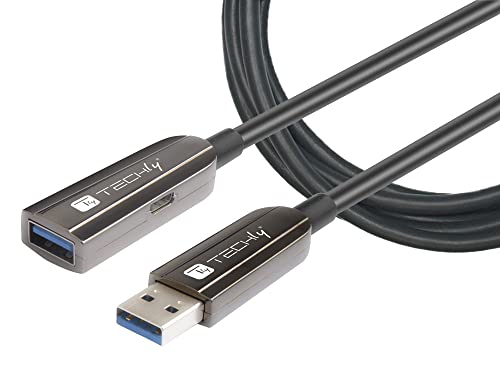 Techly 108224 Cavo Ottico Attivo Usb 3.2 Superspeed Active Optical Cable Usb A M/F 30M Nero Nero