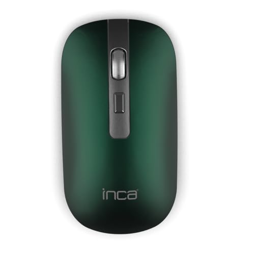 Inca Iwm-531Ry - Mouse Wireless Bluetooth 5.1 E 2.4Ghz, Ricaricabile, 1600 Dpi, Silenzioso, Mouse Ottico Wireless Con Batteria, Usb-C, Verde