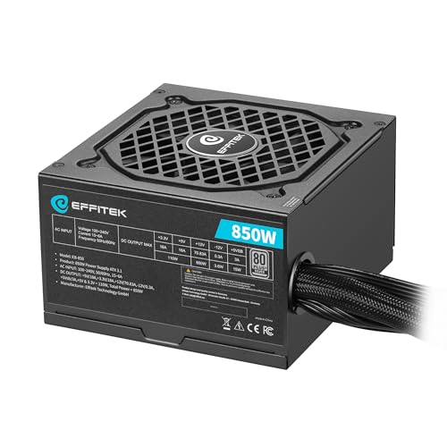 Effitek Alimentatore Da 850 Watt Atx 3.1 Gamer 80 Plus Silver Supporta Gpu Pcie 5.1