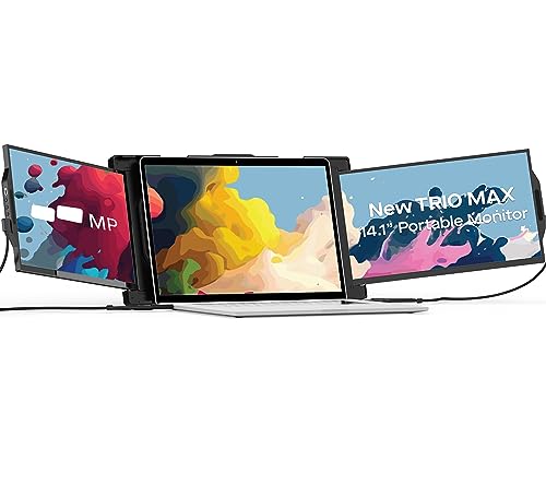 Nuovo Mobile Pixels Trio Max Monitor Portatile, 14,1” Triplo Schermo Per Laptop 15–17,3”, Usb-A/Usb-C, Fhd, Compatibile Con Windows/Android/Macos/Swit