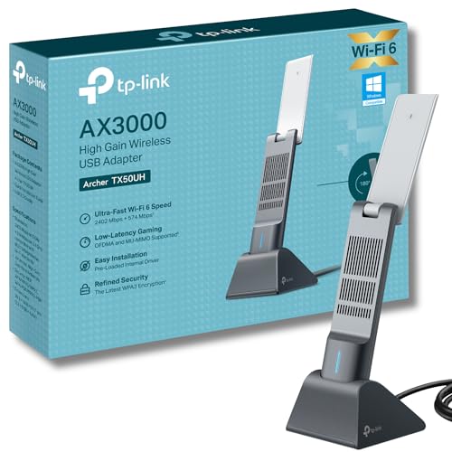 Tp-Link Archer Tx50Uh Ax3000Mbps Wifi 6 Adattatore Wireless Usb 3.0 Ad Alto Guadagno, Dongle Wifi Dual-Band, Driver Automatico, Mu-Mimo, Cavo A Bassa