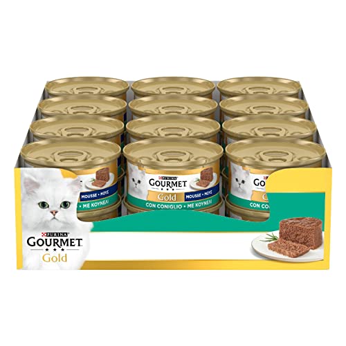 Gourmet Gold Cibo Umido Per Gatti Adulti Mousse Con Coniglio, 24 Lattine Da 85G