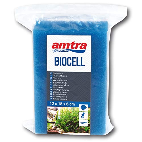 Amtra Biocell Blue Foam - Spugna Acquario Sintetica, Spugna Filtro Acquario Meccanico, Atossica, Porosità Grossa, 18X12 Cm