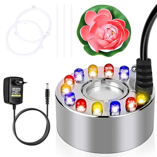 Ultraschall Vernebler Con 12 Led Fogger - Macchina Per Nebbia Per Decorazioni Natalizie - Nebulizzatore D'Acqua Per Fontane, Stagni E Decorazioni Inve