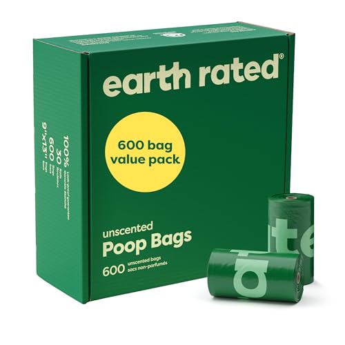 Earth Rated Sacchetti Igienici Per Cani, A Prova Di Perdite E Extra Resistenti, Rotoli Di Ricarica, Senza Profumo, 600 Pezzi