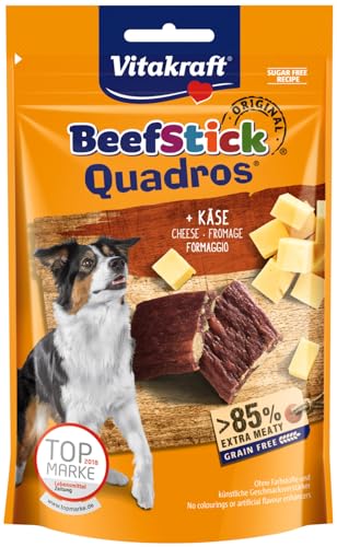 Vitakraft Beef Stick Quadros, Snack Cane, Barrette Di Carne Quadrate Con Formaggio, Snack Cane Per L’Addestramento, Senza Zuccheri Aggiunti (1X 70G)