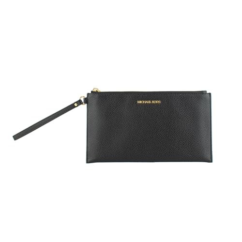 Michael Kors Jet Set Travel Pebbled Leather Large Top Zip Wristlet, Nero