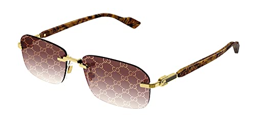 Occhiali Da Sole Gucci Gg1221S Gold/Red Shaded Logo 56/16/140 Uomo