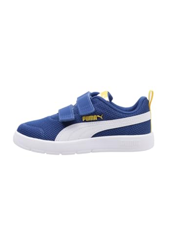 Puma Courtflex V3 Mesh Ps, Sneaker, Clyde Royal White-Sunny Yellow, 29.5 Eu