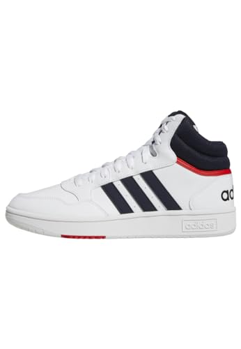 Adidas Hoops 3.0 Mid Lifestyle Basketball Classic Vintage Shoes, Sneaker Uomo, Ftwr White Legend Ink Vivid Red, 46 2/3 Eu