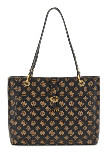 Hwpa932925-Mlo Guess Shopping Marrone E Nera Logata A 3 Scomparti Mocha Logo T/U