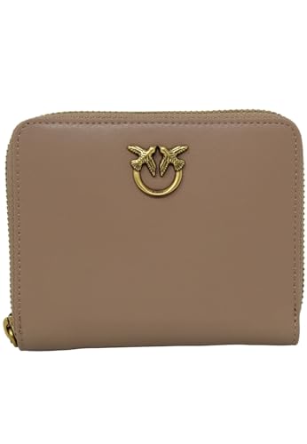 Pinko Taylor Zip Around Vitello Seta, Accessori Da Viaggio- Portafogli Donna, D01Q_Biscotto Zenzero-Antique Gold, U