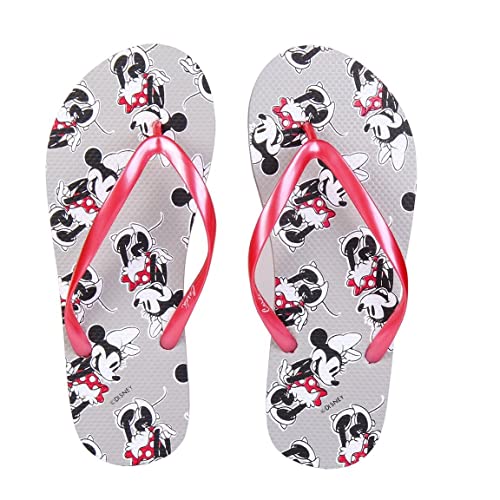 Cerdá Life'S Little Moments Infradito Per Donna Con Le Raffigurazioni Di Minnie | Ciabatta Estiva Con Suola In Gomma Eva Di Alta Qualità, Grigio, 41 E