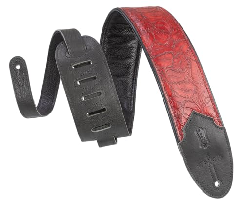 Levy'S M4Wp-003 Tracolla Sundance Line Geranium Merlot 3", Tracolla Per Chitarra E Basso, In Pelle, Con Motivi Floreali, Lunghezza Regolabile Fino A 5