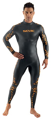 Seac Energy Man 2 Mm, Muta Elastica In Neoprene Liscio Smoothskin Per Nuoto E Freediving Uomo, Nero, L