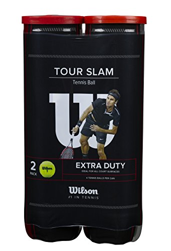 Wilson Wrt115302 Palline Da Tennis Tour Slam, 2 Tubi Con 4 Palline Ciascuno, Per Tutte Le Superfici, Giallo