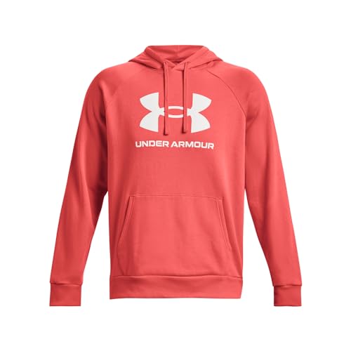 Under Armour Felpa Con Cappuccio Ua Rival Fleece Logo, Uomo, Venom Rosso / / Bianco, L