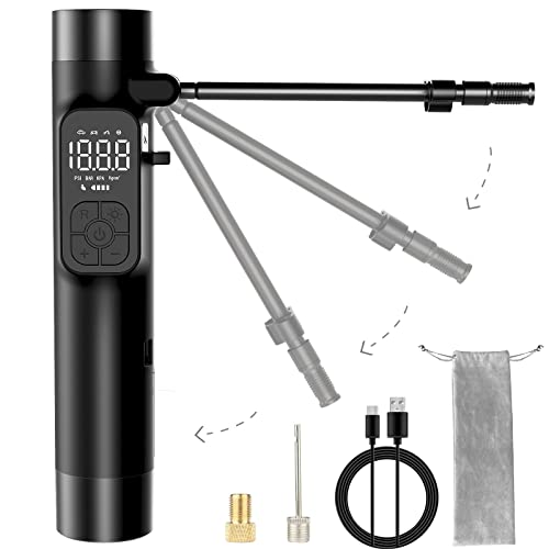 Ouxi Compressore Aria Portatile, Mini Compressore A Batteria Con Manometro 6000Mah 150Psi Con Torcia Led Inflazione Rapida Per Auto Moto Bicicletta Bi