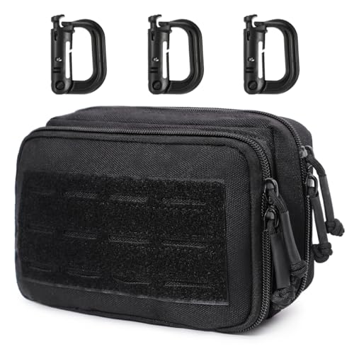 Mucher Molle Borsa, Doppio Strato Borsa Tattica Edc Molle Pouch Molle Accessori Admin Borsa Tattica Marsupio Marsupio Per Campeggio Escursioni (Nero)